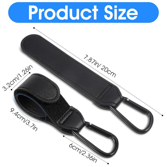 Xindojuz 2 PCS Stroller Hooks for Bags, Multipurpose Stroller Straps with Large Carabiner Clip for Hanging V1258-DP02-A-1084