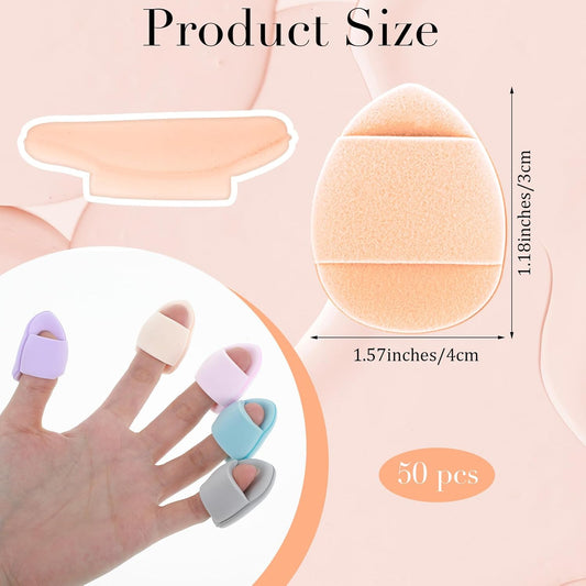 50 Pcs Mini Makeup Sponge Set Mini Finger Puff Puff Reusable Soft Microfiber Small Foundation Cosmetic Finger V1258-DP02-A-1085