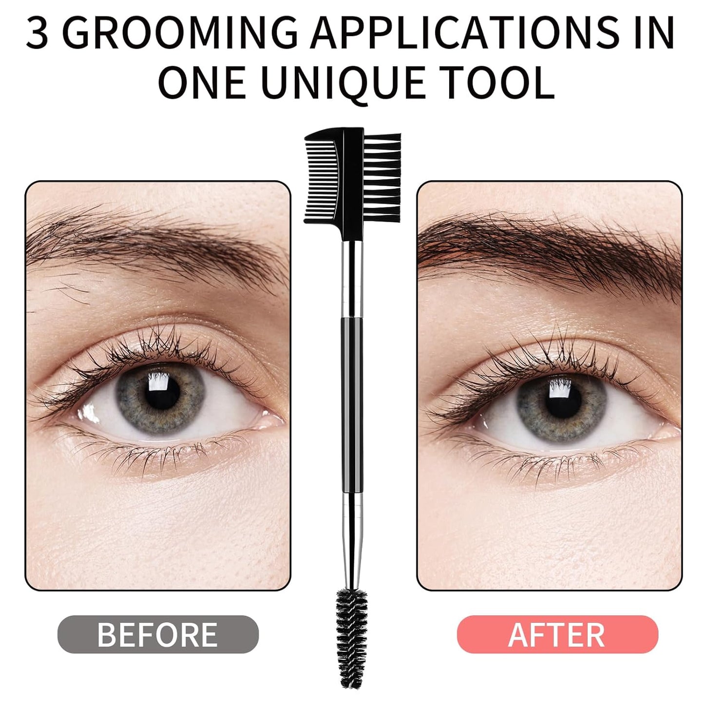 3 PCS Eyelash Shaper Eyelash Comb Separator Double Head Eyebrow Brush Black 3 Head Eyebrow Makeup Tool V1258-DP02-A-1093
