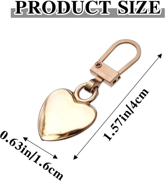 Xinjoduz 10 PCS Zipper Pull Charm, 1.6 Inch Heart Shaped Zipper Replacement Detachable Metal Zipper Pull Tabs V1258-DP02-A-1095
