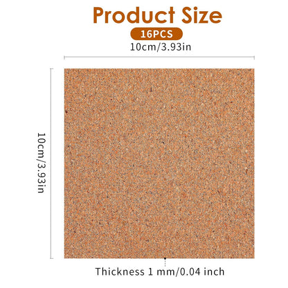 Xindojuz 16 PCS Cork Backing for Coasters, Self-Adhesive Cork Sheet Bulk, Mini Wall Board Corks on Tiles V1258-DP02-A-1096