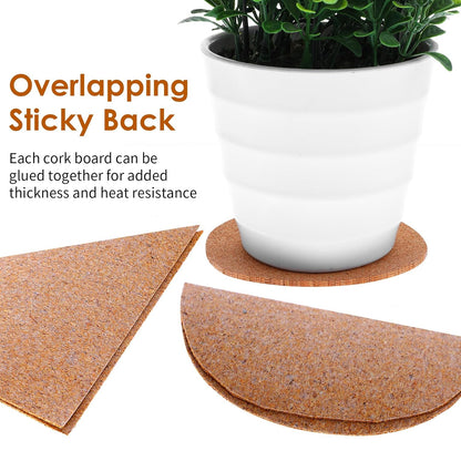 Xindojuz 16 PCS Cork Backing for Coasters, Self-Adhesive Cork Sheet Bulk, Mini Wall Board Corks on Tiles V1258-DP02-A-1096