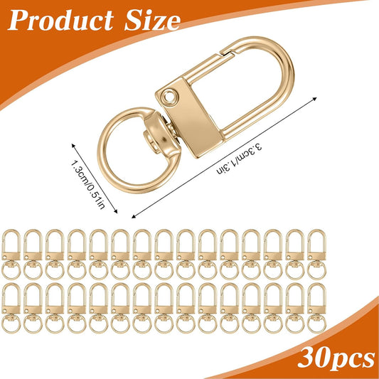 Xindojuz 30 PCS Metal Lobster Claw Clasps for Keychains and Jewelry Making, 360 degrees Swivel Lanyards Snap V1258-DP02-A-1098