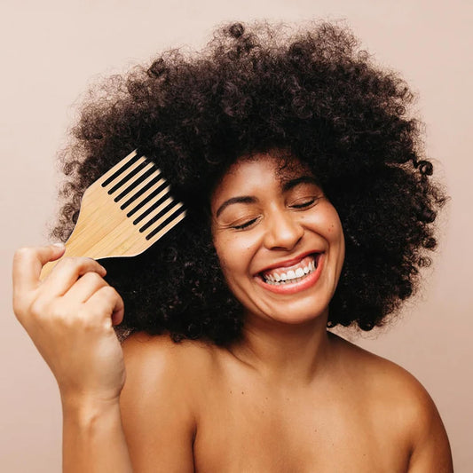 2 PCS Bamboo Comb Set for Afro Hairstyle, Natural Anti-Static Hair Picks for Curly Hair, Wooden Wide Tooth V1258-DP02-A-1099