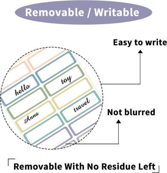 STARLIBOO Removable Labels, Removable Colored Labels Stickers, Self-Adhesive Rectangular Stickers V1258-DP02-A-1107
