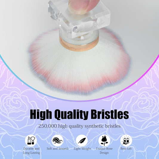 Nail Dust Brush for Nails, Nail Art Dust Powder Remover Brush, Pink Rose Cleaner Brush for Makeup or Blush V1258-DP02-A-1113