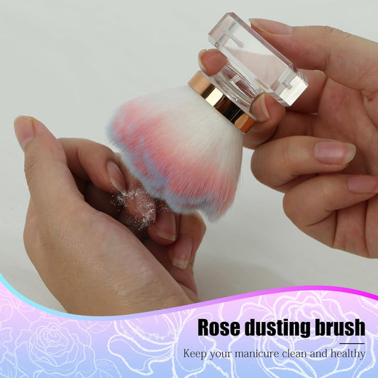 Nail Dust Brush for Nails, Nail Art Dust Powder Remover Brush, Pink Rose Cleaner Brush for Makeup or Blush V1258-DP02-A-1113