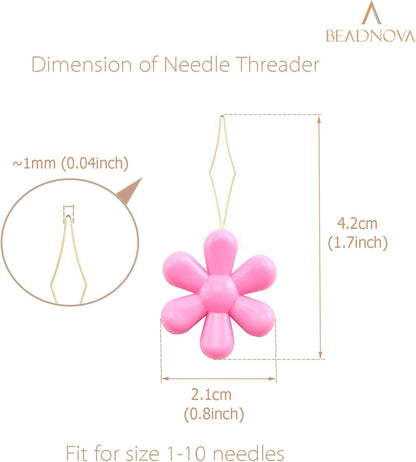 Embroidery Needle Threader Tool 5pcs Plastic Flower Head Sewing Machine Needle Threader for Hand Sewing Cross V1258-DP02-A-112