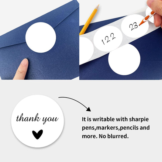 STARLIBOO White Dot Stickers, 2 inch Circle Garage Sale Stickers, 350Pcs Round Price Labels Sticker, Writable V1258-DP02-A-1129