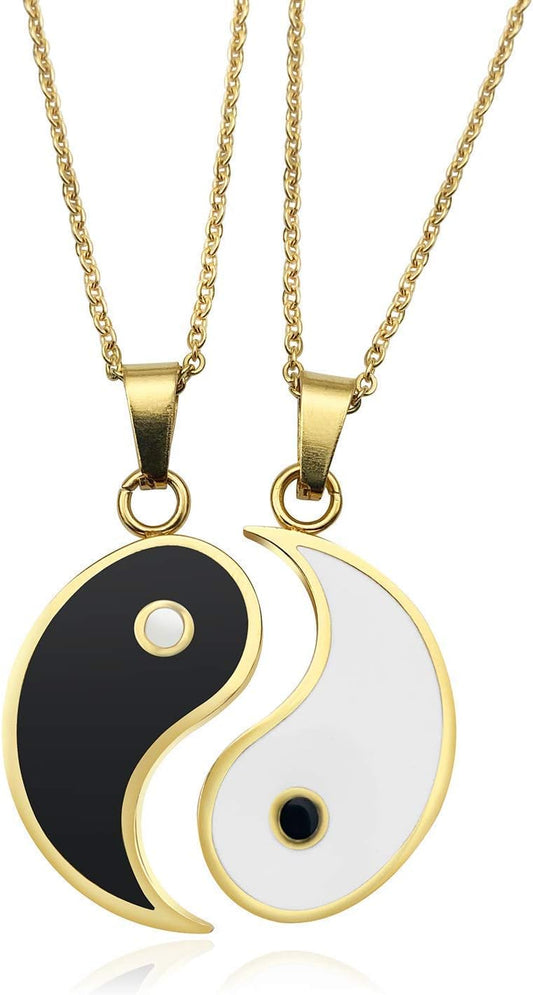 JUXINDA Yin and Yang necklace, personalized engraved stainless steel gold-plated puzzle pendant jewelry, V1258-DP02-A-1138