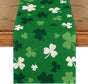 Green Shamrock St. Patrick's Day Table Runner, Seasonal Spring Kitchen Dining Table Decoration for Home Party V1258-DP02-A-1144