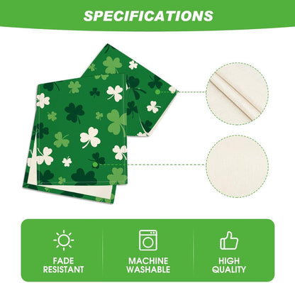 Green Shamrock St. Patrick's Day Table Runner, Seasonal Spring Kitchen Dining Table Decoration for Home Party V1258-DP02-A-1144