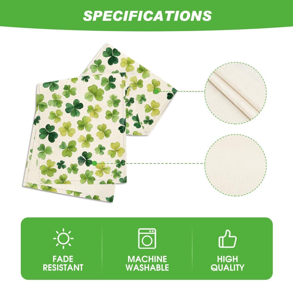 Shamrock St. Patrick's Day Table Runner, Seasonal Spring Lucky Kitchen Dining Table Decoration for Home Party V1258-DP02-A-1146