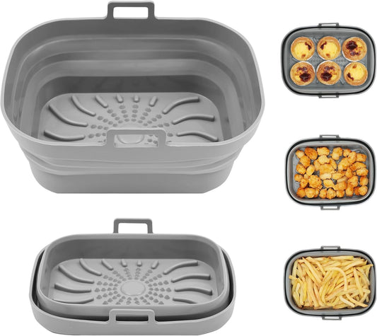 Rectangle Air Fryer Liner, Reusable Silicone Round Air Fryer Pot,Non-Stick Oil Filter Design 100% Food-Grade V1258-DP02-A-1155