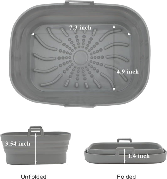 Rectangle Air Fryer Liner, Reusable Silicone Round Air Fryer Pot,Non-Stick Oil Filter Design 100% Food-Grade V1258-DP02-A-1155