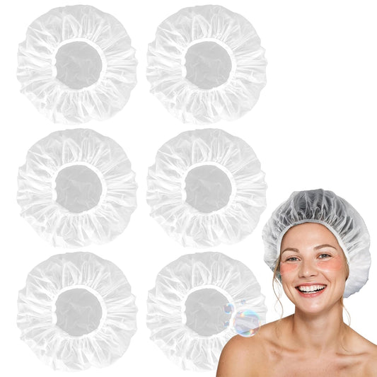 6 Shower Cap Reusable Waterproof - Unisex Plastic Shower Cap Plastic Caps Hair Treatment Deep Conditioning V1258-DP02-A-1162