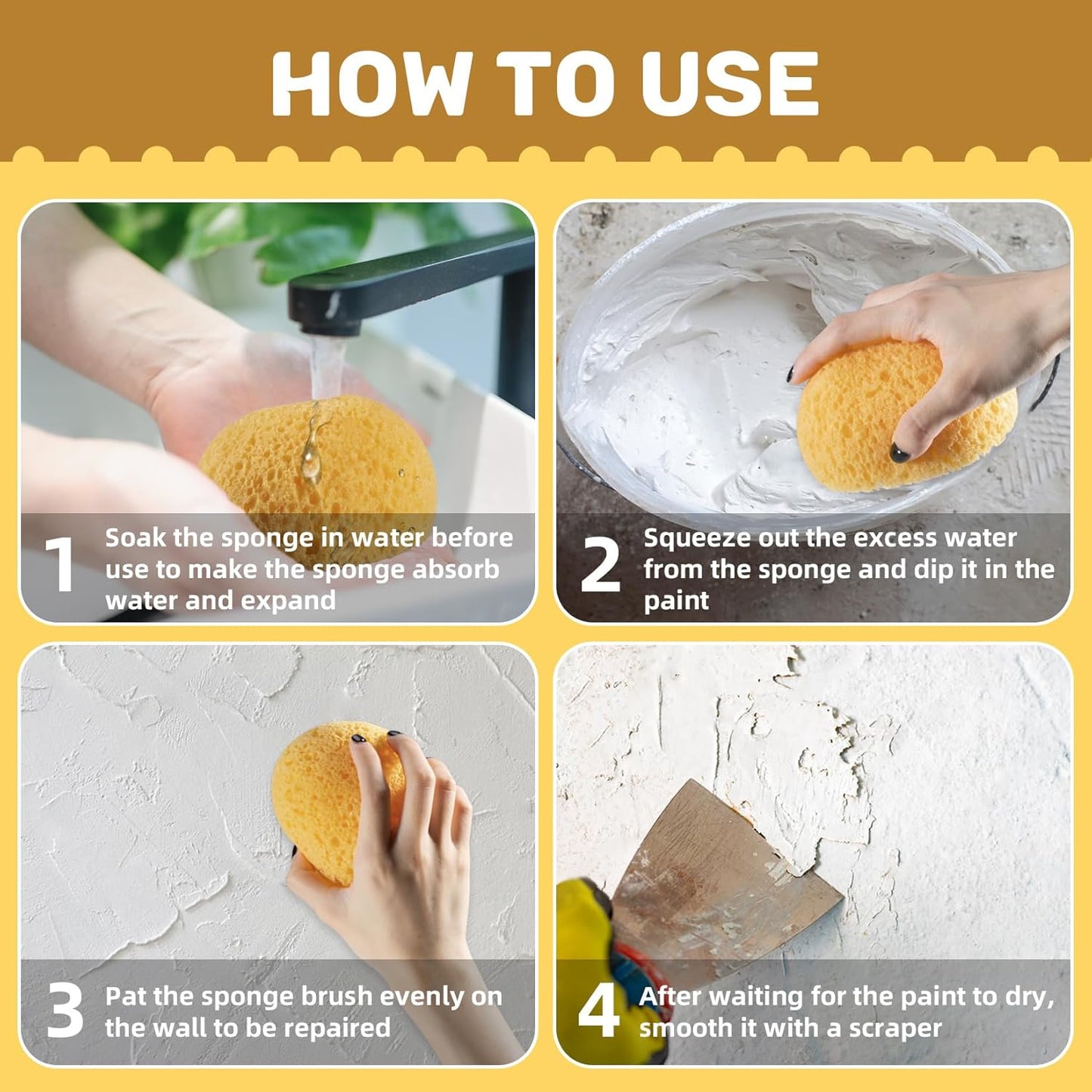 2PCS Knockdown Texture Sponge - Drywall Repair Texture Spray Drywall Texture Patch Sponge for Painting V1258-DP02-A-1164