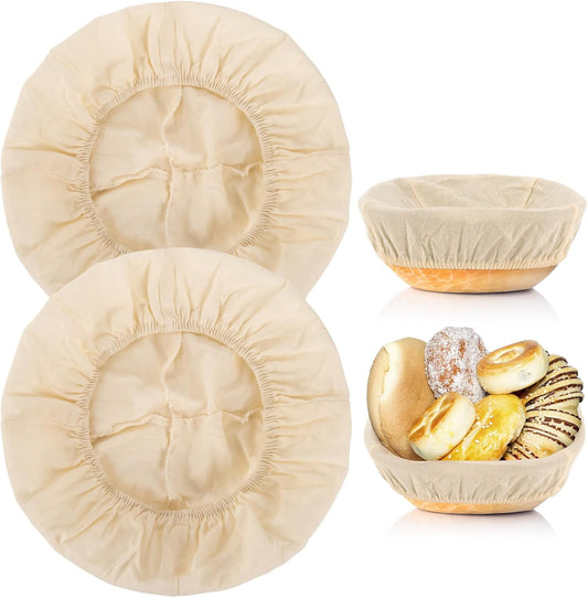 2pcs Banneton Liner Reusable - Banneton Bread Proofing Basket Liner Elastic Cloth Bowl Covers for Bread V1258-DP02-A-1166