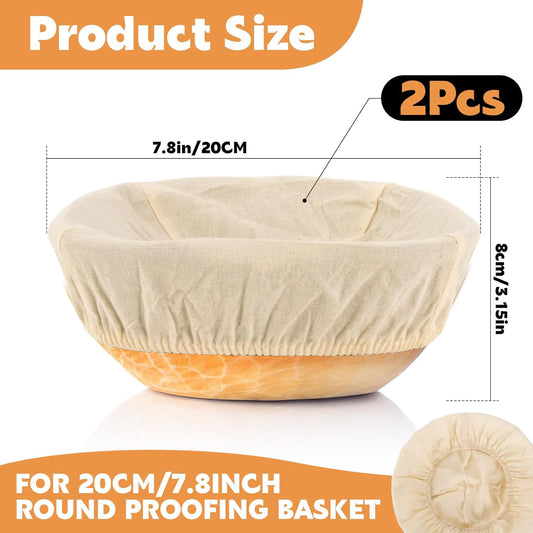 2pcs Banneton Liner Reusable - Banneton Bread Proofing Basket Liner Elastic Cloth Bowl Covers for Bread V1258-DP02-A-1166