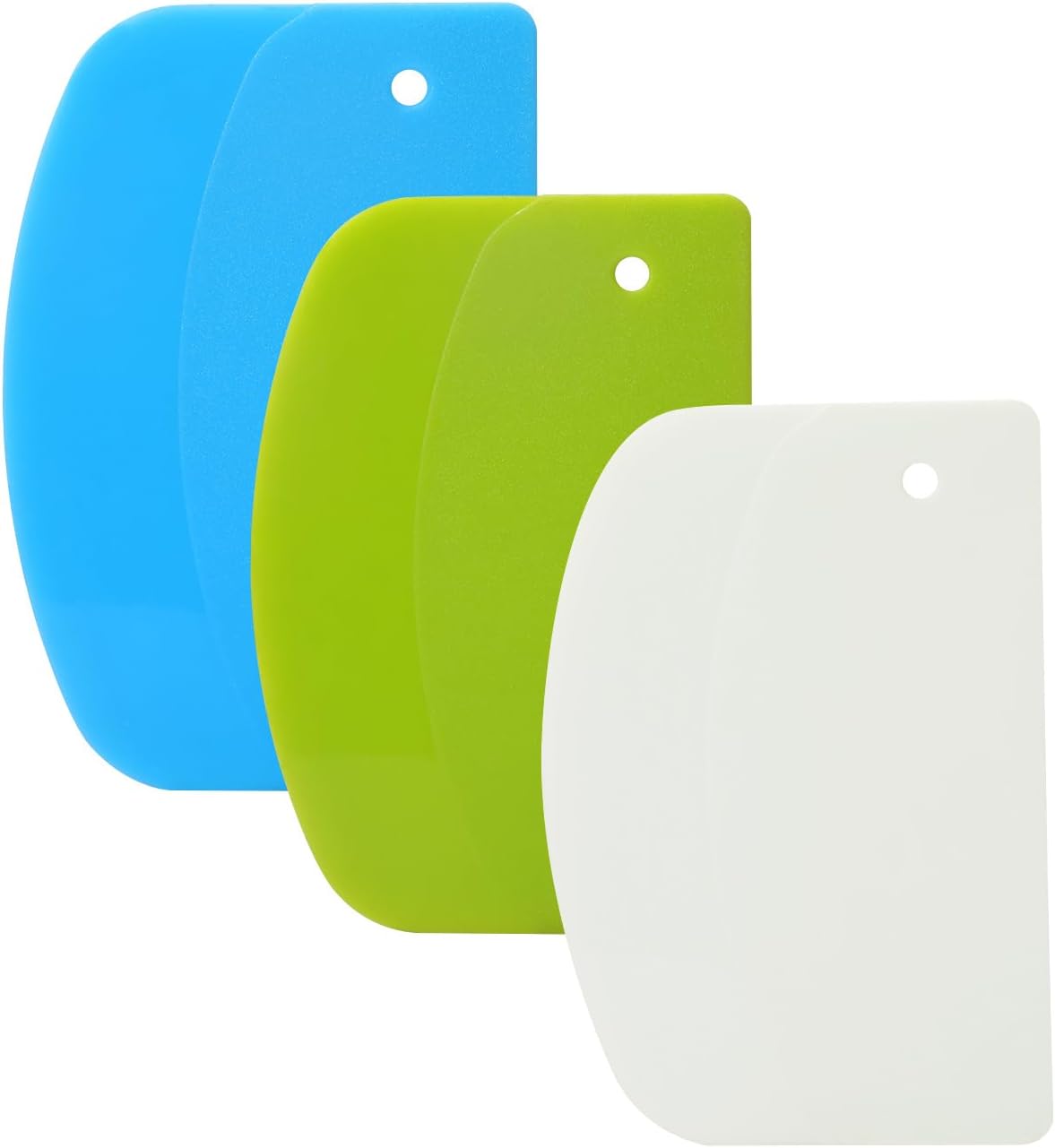 3 Pieces Food Dough Scraper, Plastic Multi - Purpose Kitchen Pastry Cutting Tool, Flexible Bowl Scraper with V1258-DP02-A-1170