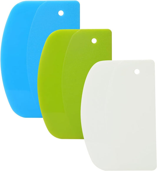 3 Pieces Food Dough Scraper, Plastic Multi - Purpose Kitchen Pastry Cutting Tool, Flexible Bowl Scraper with V1258-DP02-A-1170