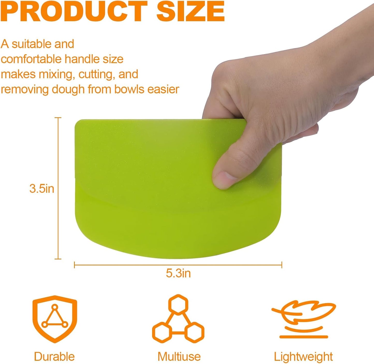 3 Pieces Food Dough Scraper, Plastic Multi - Purpose Kitchen Pastry Cutting Tool, Flexible Bowl Scraper with V1258-DP02-A-1170