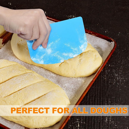 3 Pieces Food Dough Scraper, Plastic Multi - Purpose Kitchen Pastry Cutting Tool, Flexible Bowl Scraper with V1258-DP02-A-1170