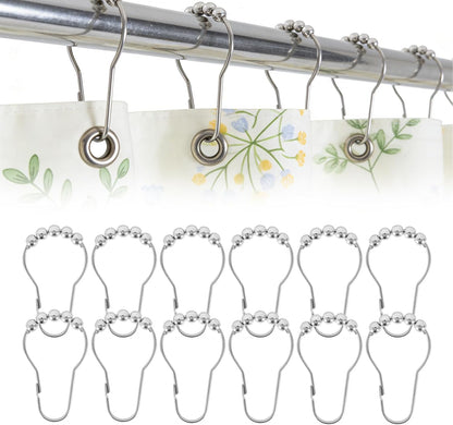 12 Shower Curtain Hooks, Suitable for Bathroom Shower rods for Rust-Proof Decorative Stainless Steel Shower V1258-DP02-A-1171