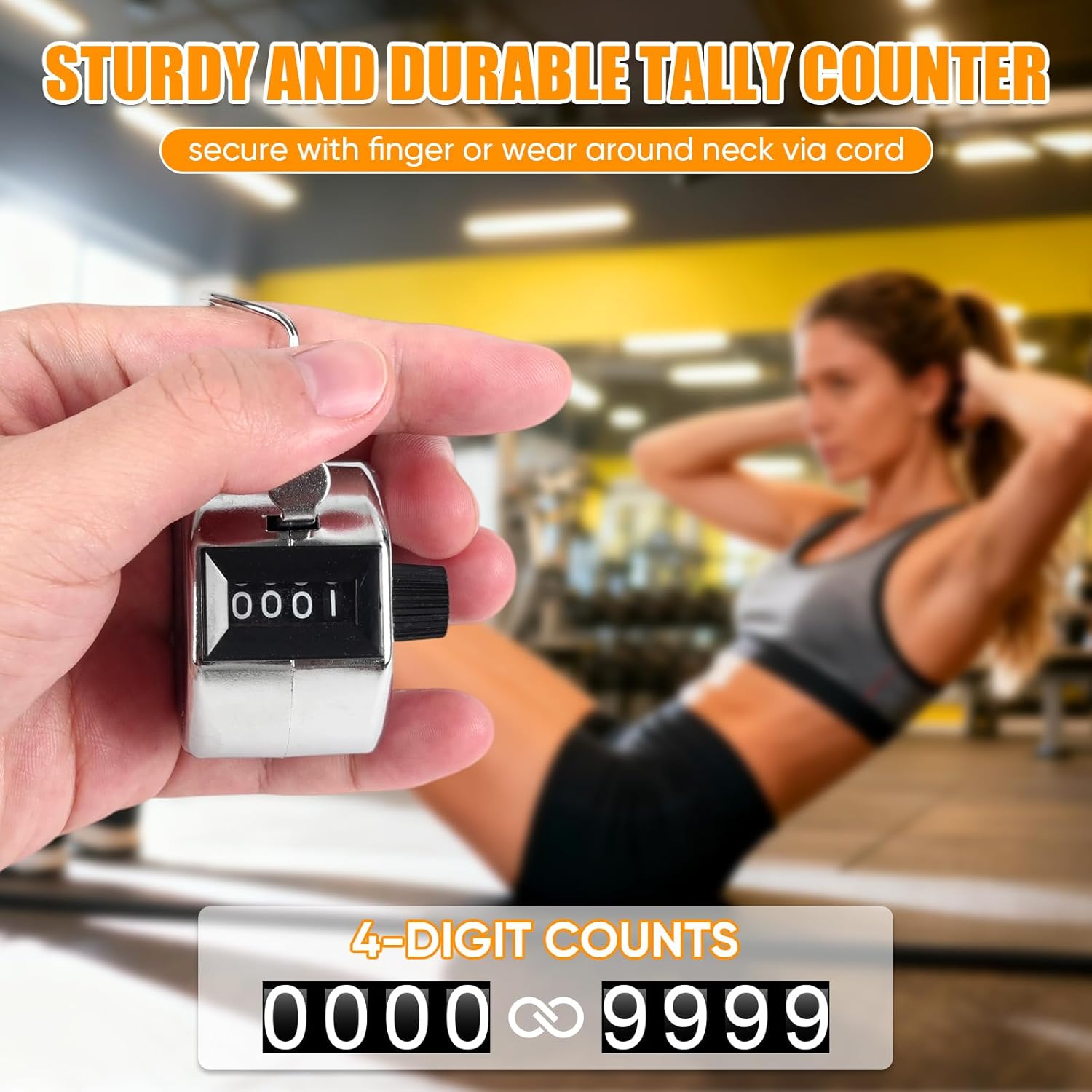 l Handheld Tally Counter, Clicker Counter with 4 Digit Display, Hand Mechanical Counter for Counting, Golf, V1258-DP02-A-1174