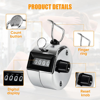 l Handheld Tally Counter, Clicker Counter with 4 Digit Display, Hand Mechanical Counter for Counting, Golf, V1258-DP02-A-1174