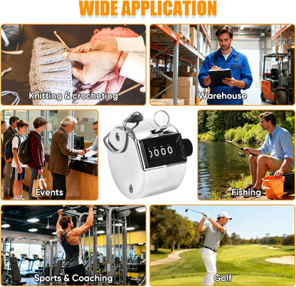 l Handheld Tally Counter, Clicker Counter with 4 Digit Display, Hand Mechanical Counter for Counting, Golf, V1258-DP02-A-1174