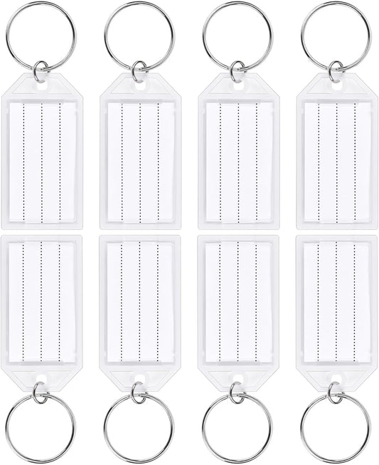 24 PCS Tough Key Tags with Labels, Key Chain Tags with Transparent Covers & Split Rings for Luggage, Office, V1258-DP02-A-1180