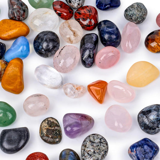 0.5LB Tumbled Stones Assorted, 0.4-0.8inch Natural Rocks Tumbled Gemstones Tumbled Chips Crystals for Healing V1258-DP02-A-1181