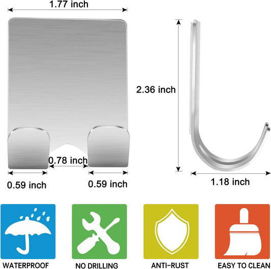Razor Holder Shaver Hook Hanger Stand(2 Pack)Self Adhesive Stainless Steel Heavy Duty Utility Storage V1258-DP02-A-1182