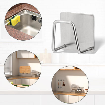 2-Pack Stainless Steel Sponge Holder for Kitchen Sink - Rustproof Brushed SUS304 Sponge Caddy Organizer, V1258-DP02-A-1183