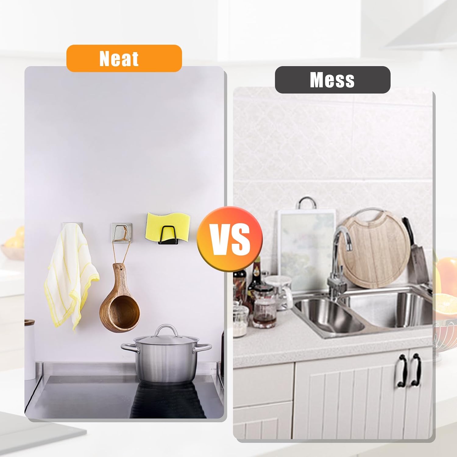 2-Pack Stainless Steel Sponge Holder for Kitchen Sink - Rustproof Brushed SUS304 Sponge Caddy Organizer, V1258-DP02-A-1183