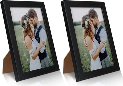 2 Pack 5x7 Picture Frame, Black Picture Frame for Wall and Tabletop Display, Resistant Plastic Photo with V1258-DP02-A-1188