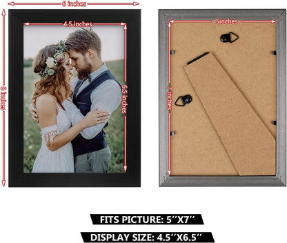 2 Pack 5x7 Picture Frame, Black Picture Frame for Wall and Tabletop Display, Resistant Plastic Photo with V1258-DP02-A-1188