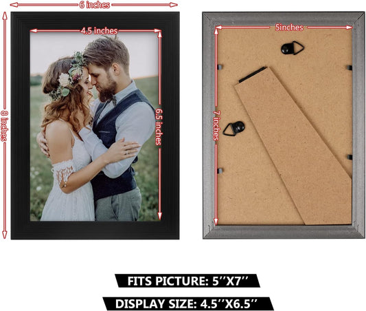 2 Pack 5x7 Picture Frame, Black Picture Frame for Wall and Tabletop Display, Resistant Plastic Photo with V1258-DP02-A-1188