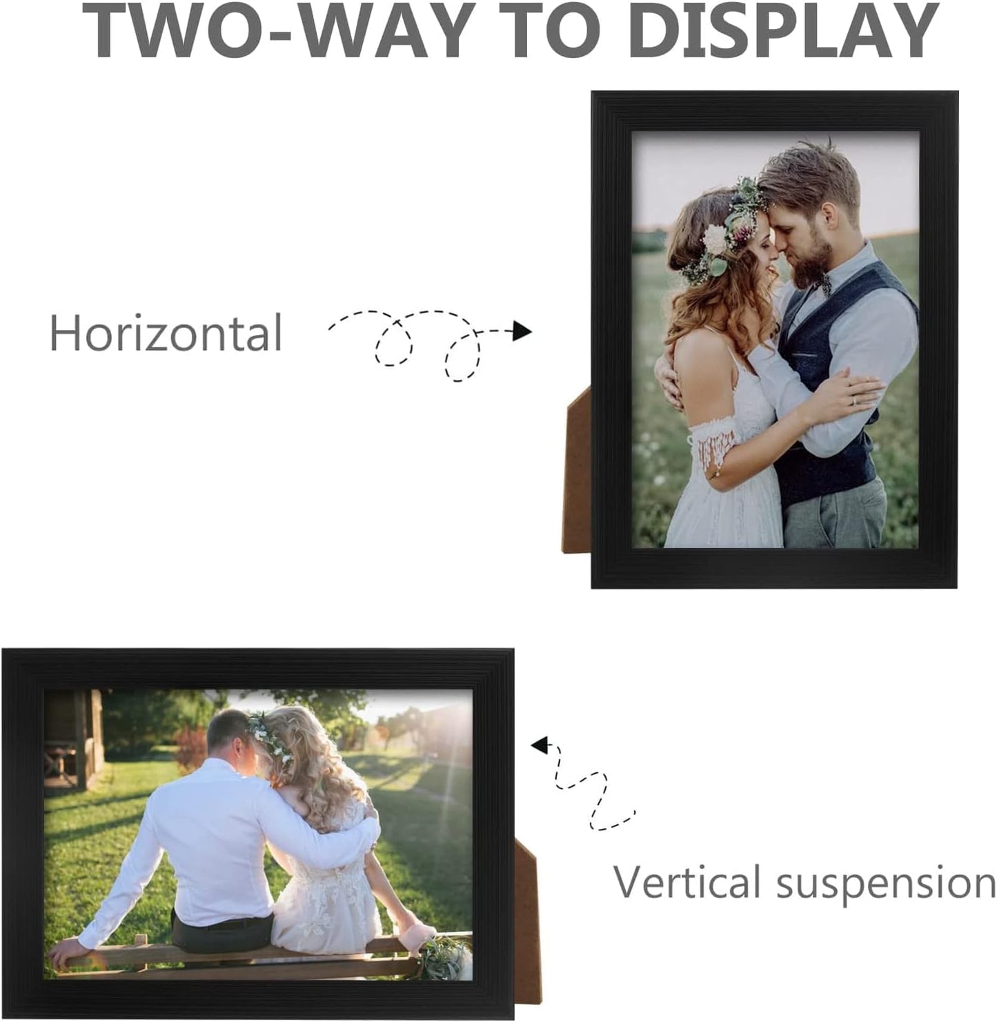2 Pack 5x7 Picture Frame, Black Picture Frame for Wall and Tabletop Display, Resistant Plastic Photo with V1258-DP02-A-1188