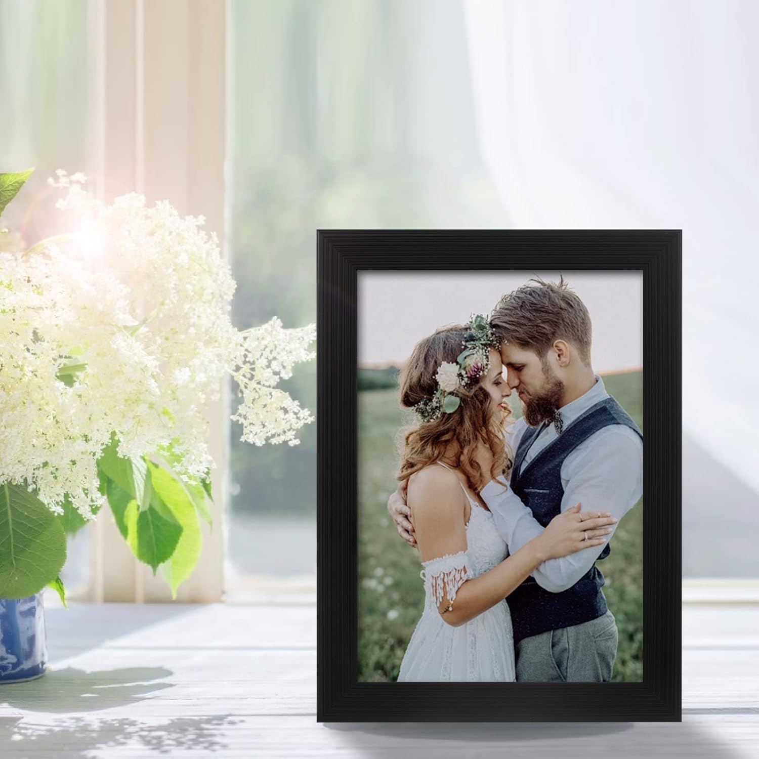 2 Pack 5x7 Picture Frame, Black Picture Frame for Wall and Tabletop Display, Resistant Plastic Photo with V1258-DP02-A-1188