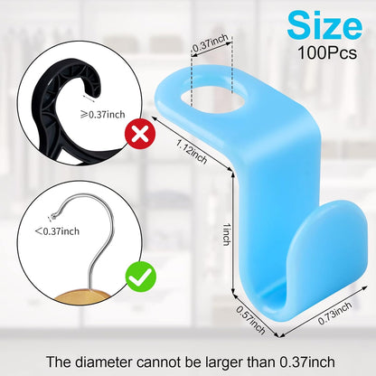 100 PCS Hanger Connector Hooks, Hangers Space Saving, Hanger Clips for Plastic Hangers(5 Color) V1258-DP02-A-1189