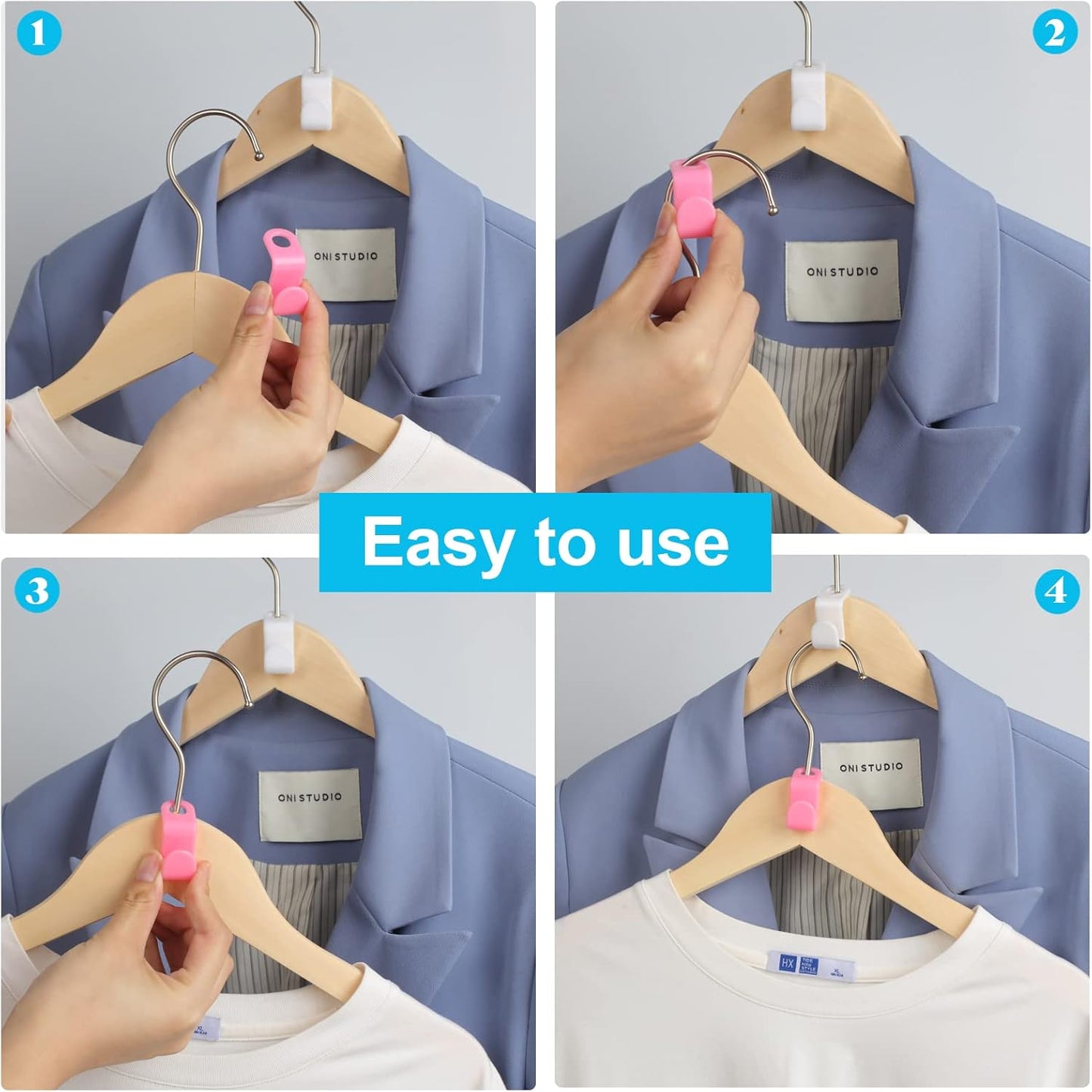 100 PCS Hanger Connector Hooks, Hangers Space Saving, Hanger Clips for Plastic Hangers(5 Color) V1258-DP02-A-1189