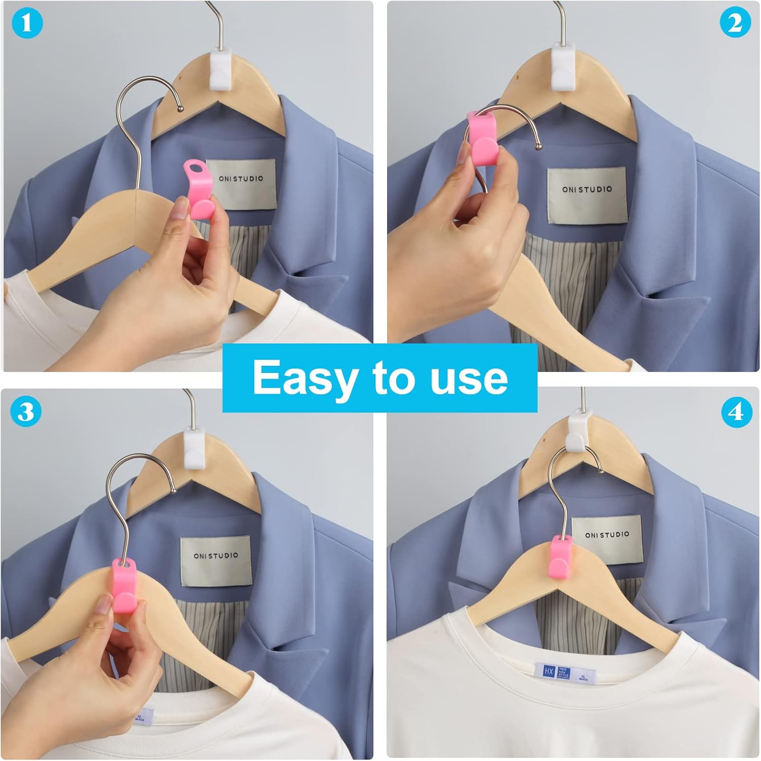 100 PCS Hanger Connector Hooks, Hangers Space Saving, Hanger Clips for Plastic Hangers(5 Color) V1258-DP02-A-1189