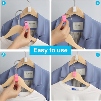 100 PCS Hanger Connector Hooks, Hangers Space Saving, Hanger Clips for Plastic Hangers(5 Color) V1258-DP02-A-1189