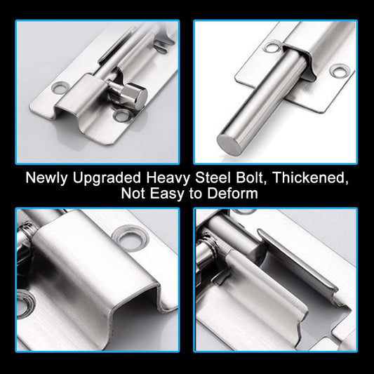 2 Pack Barrel Bolt Latch, 3 Inches Slide Latch Lock, Thickened Stainless Steel Sliding Locks for Door, V1258-DP02-A-1194