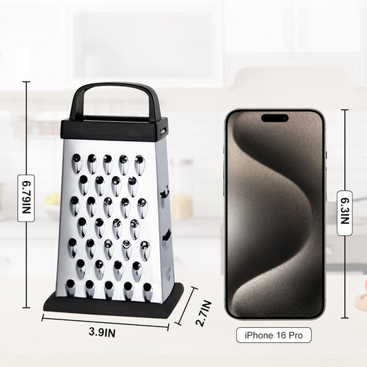Cheese Grater, Mini Size 4-Sided Stainless Steel Grater, Food Shredder for Cheese, Parmesan, Vegetable, V1258-DP02-A-1198