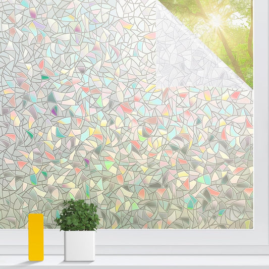 Rainbow Window Privacy Film Non-Adhesive Sun Blocking Reusable and Removable Glass Film Door Coverings for V1258-DP02-A-12