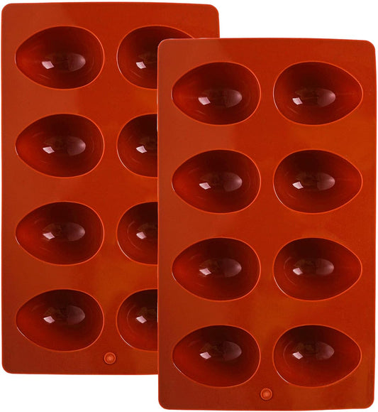 8 Cavity Silicone Egg Molds Set of 2 for Easter Silicone Egg Pan Baking Supplies for Cake Decorating V1258-DP02-A-1203