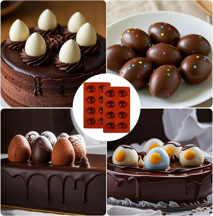 8 Cavity Silicone Egg Molds Set of 2 for Easter Silicone Egg Pan Baking Supplies for Cake Decorating V1258-DP02-A-1203